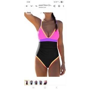 Women's Neon Colorblock One Piece Swimsuit